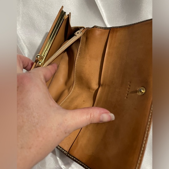Celine - RARE!! Kisslock Macadam Brown Long Wallet - Picture 12 of 15